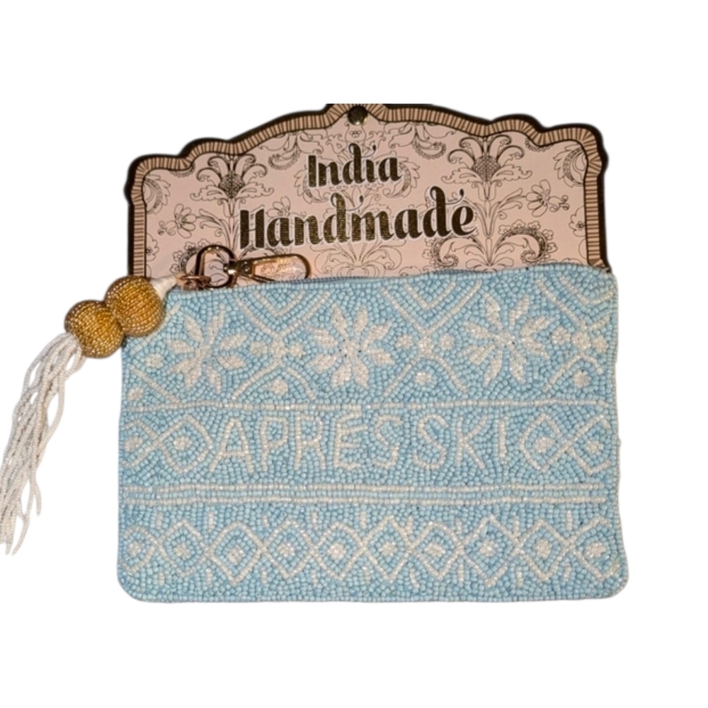 💙▪️Made In India  ▪️Blue Beaded  Apres Ski Coin Pouch